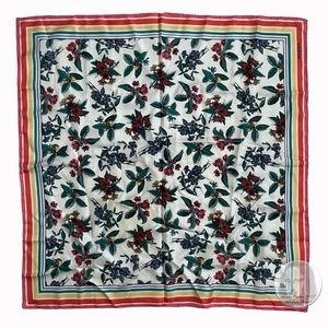 Rodier Scarf Shawl Silk Twill Graphic Floral Print 34in Vintage 80s